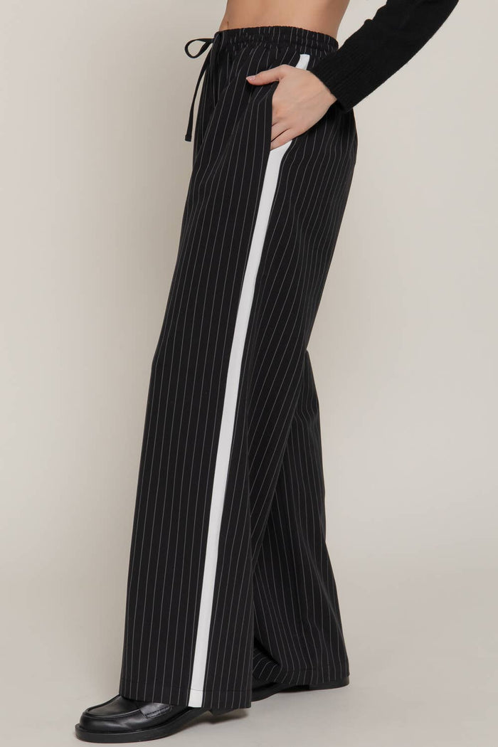 Stripe Long Pants with Drawstring