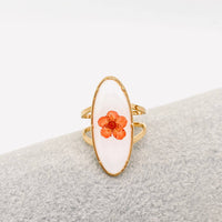 18K Gold Plated Stainless Steel Floral Ring - FGS/PDF: Square - Orange