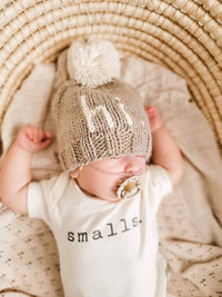 hi. Pebble Brown Hand Knit Beanie Hat