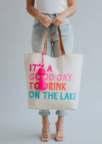 Drink On The Lake Tote in Cream