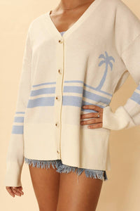 Ocean Sunset Knit Cardigan in Cream