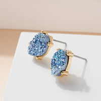 Druzy Sparkly Stone Crystals Stud Earrings: Rose Gold