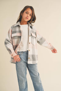 Kid's Plaid Flannel Double Pocket Shacket
