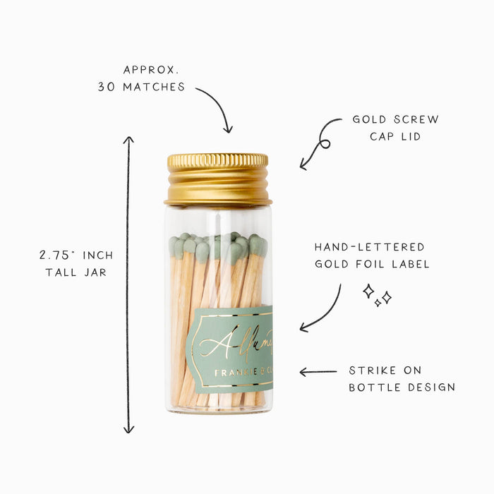 Glass Allumette Match Jar in Sage Green