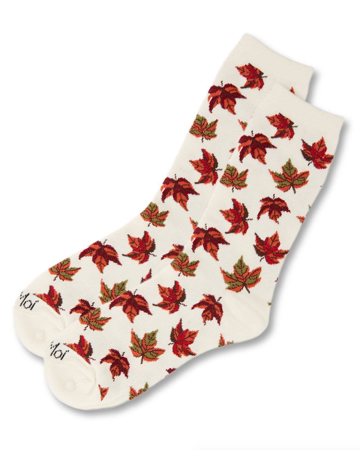 MeMoi Autumn Leaves Bamboo Crew Socks