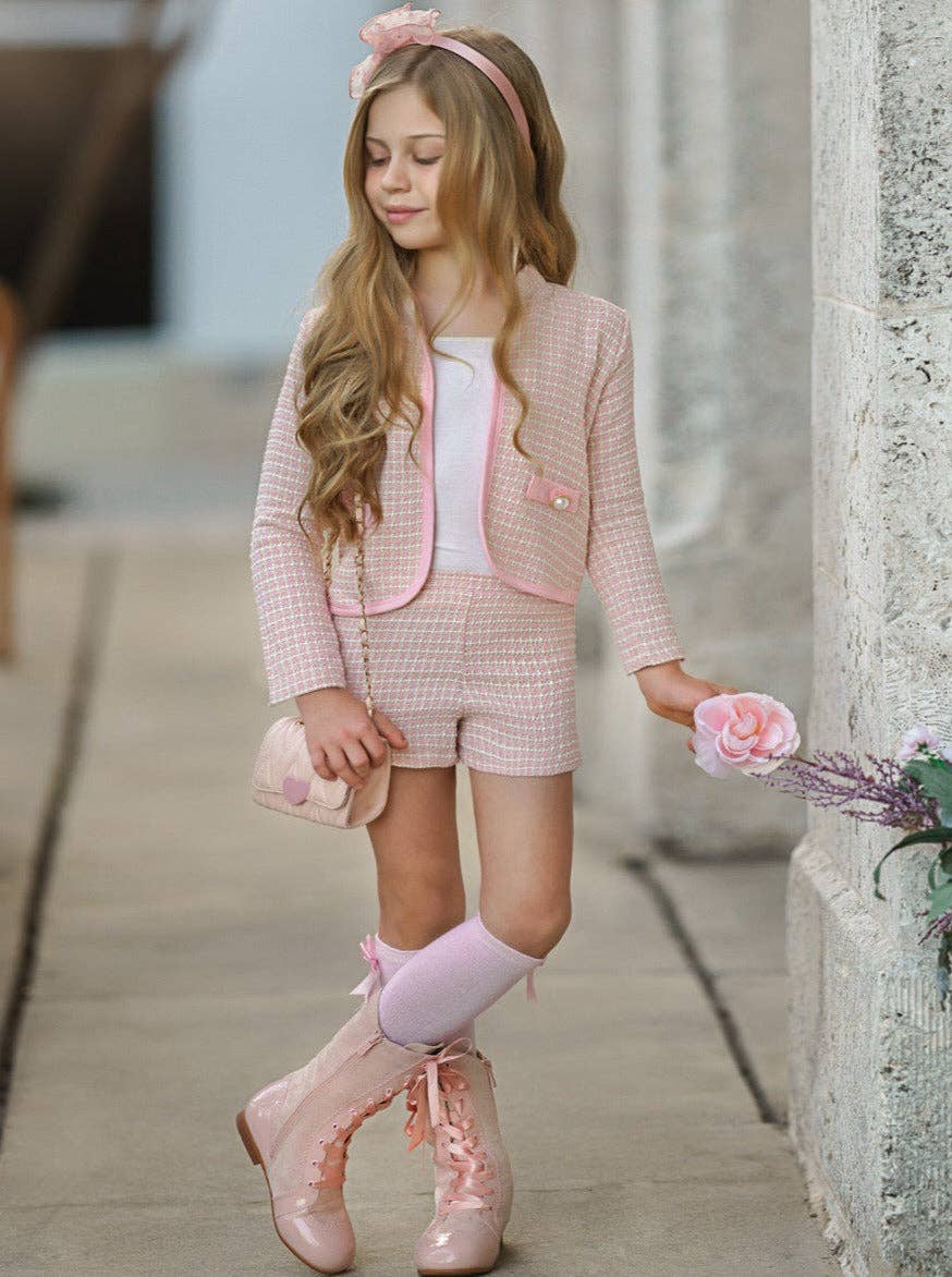 Tweed Matching Blazer And Short Set - Little Girl's