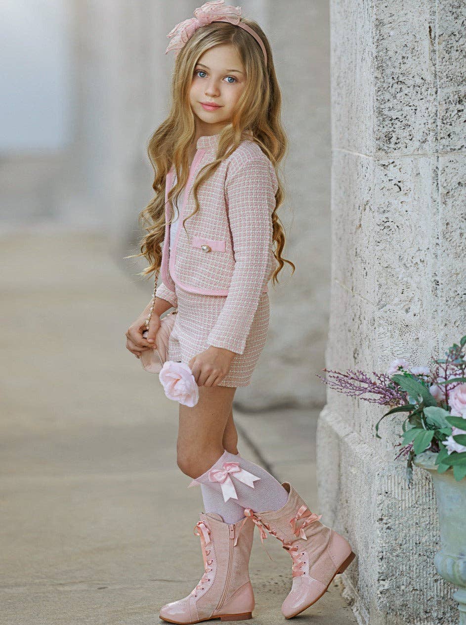 Tweed Matching Blazer And Short Set - Little Girl's