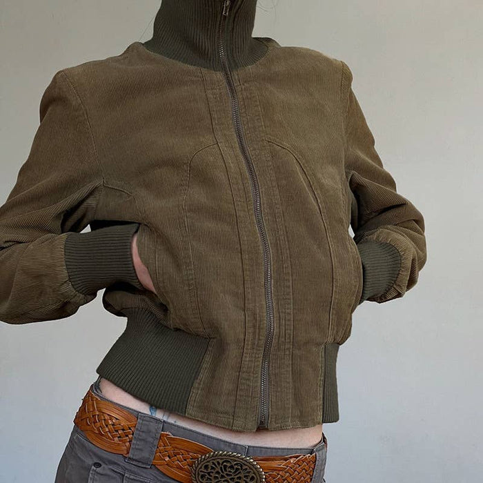 Vintage Corduroy Slimming Waist Jacket in Brown