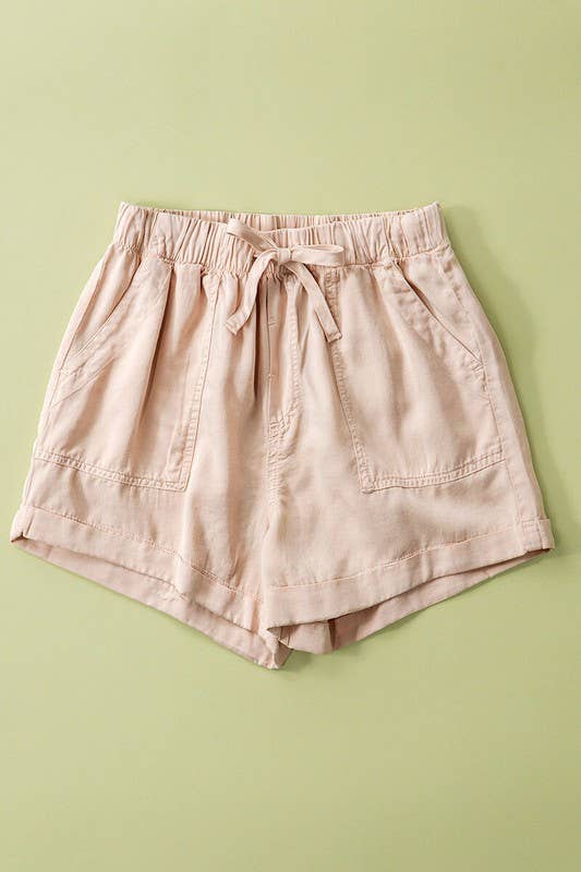 Patch Pocket Tencel Shorts in Khaki