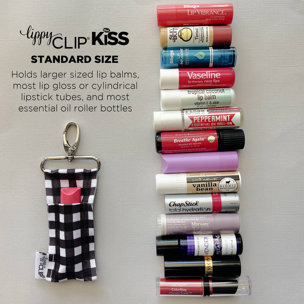 Buffalo Plaid LippyClip KISS for Larger Lip Balms TMLL Lip Drip: Jumbo (fits TMLL Lip Drip)