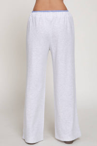 Elastic Waist Long Pants with Contrasting Checkered Panel