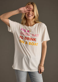 Drink On A Boat Tee in White