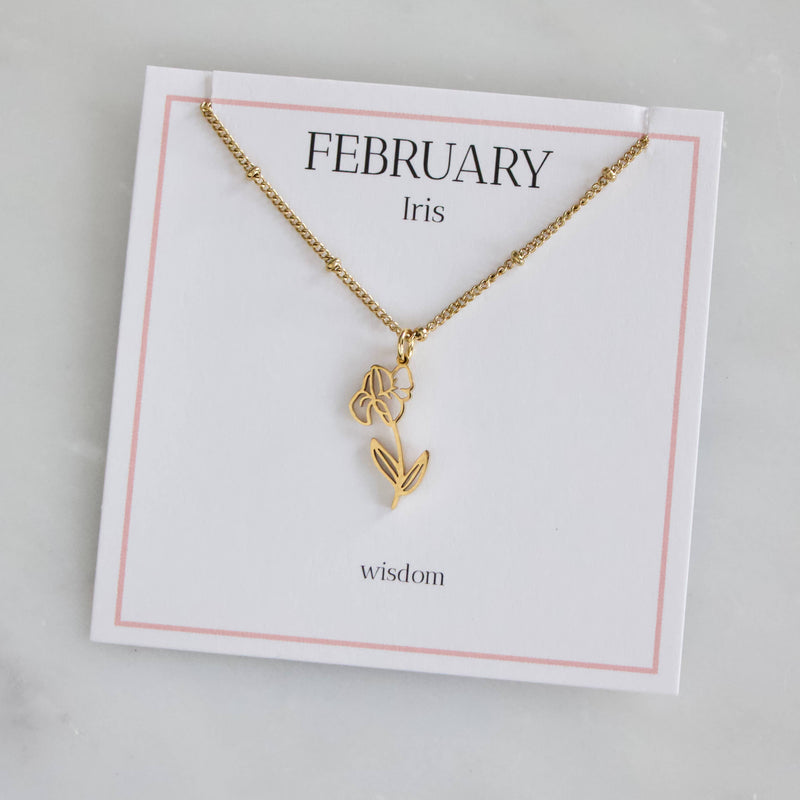 February Birth Flower Necklace: Iris