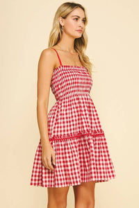 Plaid Mini Dress in Red