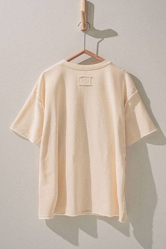 Distressed American Flag Tee in Ivory