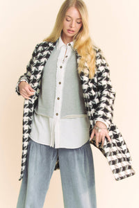 Knit Tweed Double Button Jacket in Black White