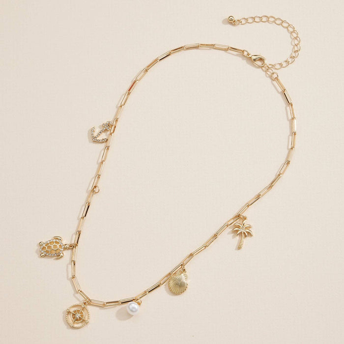 Nautical Charm Necklace in Silver