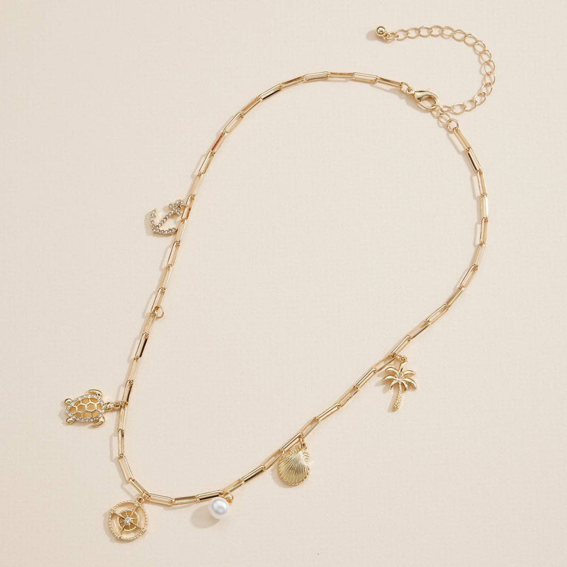 Nautical Charm Necklace in Silver