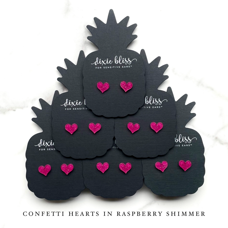 Micro Confetti Hearts in Raspberry Shimmer