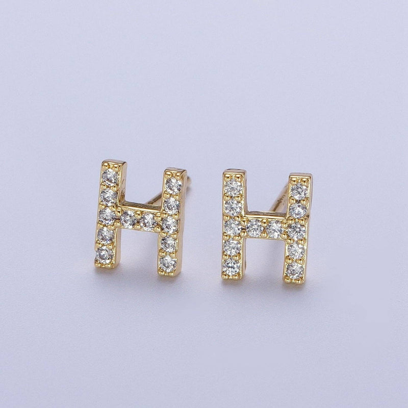 Stud Initial Earring: H