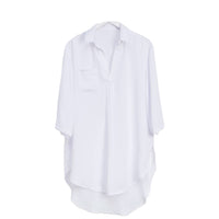Sheer Collared 3/4 Sleeve Beach Swimsuit Coverup