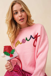 Oh So Merry Sweater in Pink