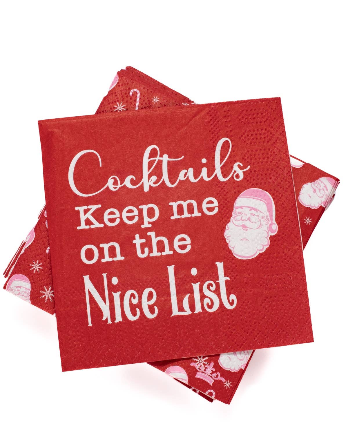 On the Nice List Cocktail Napkins: Red/White - 5x5