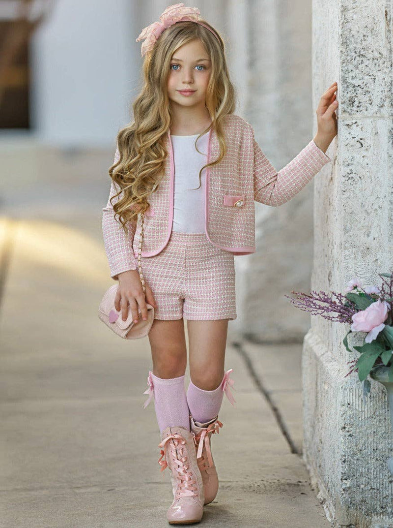 Tweed Matching Blazer And Short Set - Little Girl's