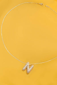 Initial Pavé Bubble Balloon Necklace in Gold
