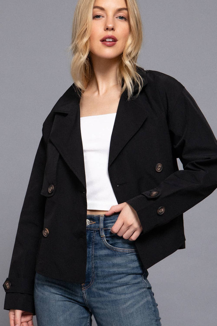 Short Trench Jacket in Black
