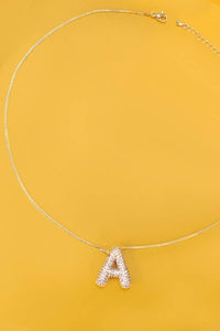 Initial Pavé Bubble Balloon Necklace in Gold