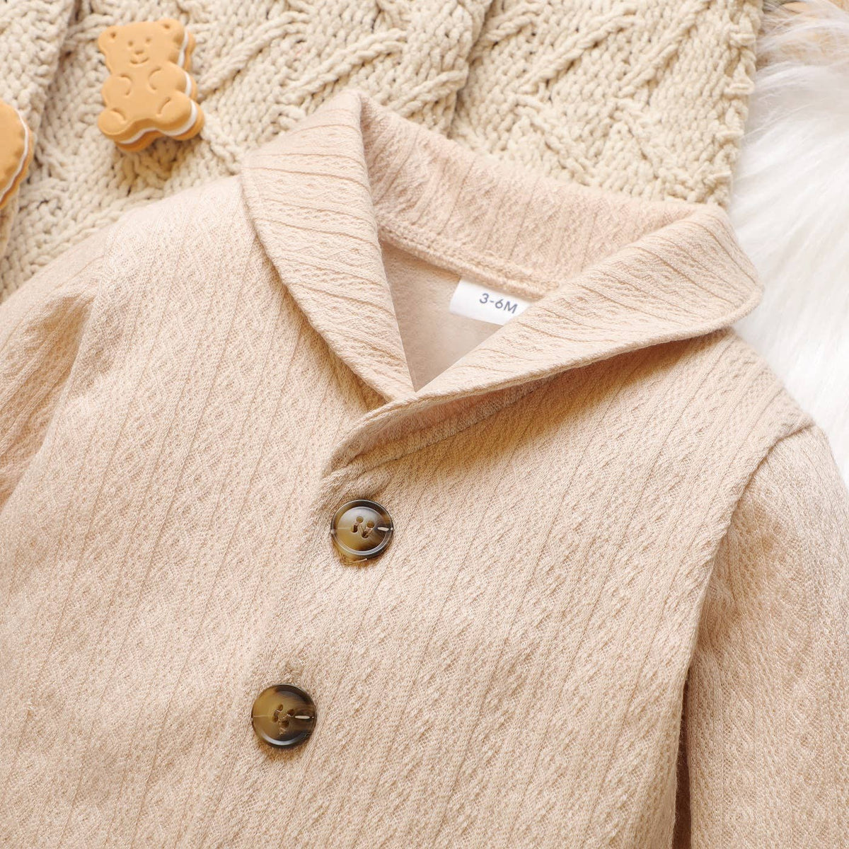 Kid's Solid Lapel Button Down Coat