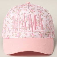 Mama Embroidered Floral Trucker Hat in Pink