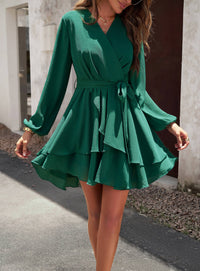 Green Swing Dress with Ruffle