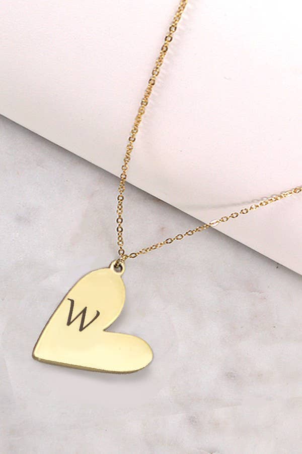 Tarnish-Free Initial Heart Necklace in Gold