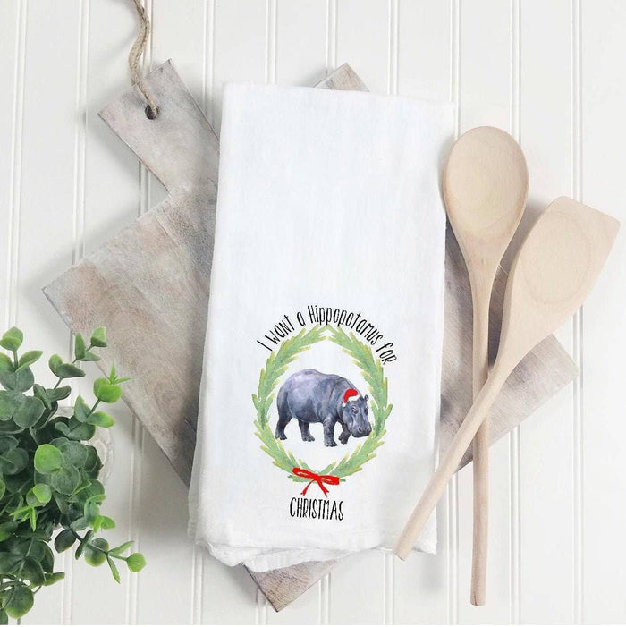 I Want a Hippopotamus for Christmas Tea Towel