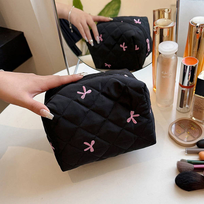 Bow Knot Cosmetic Bag in Black