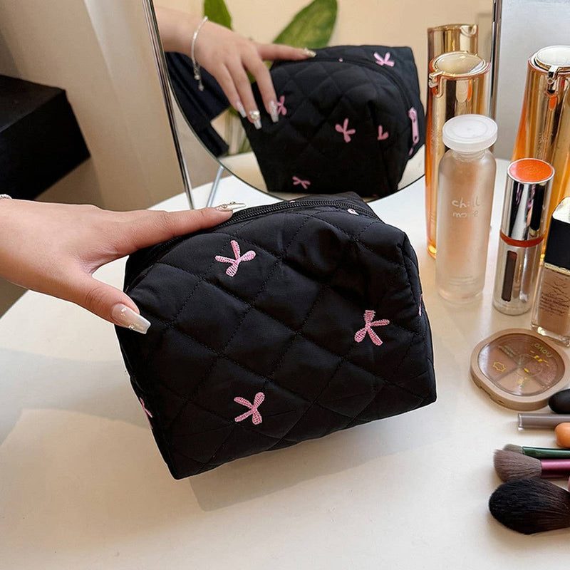 Bow Knot Cosmetic Bag in Black