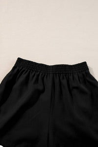 Ricrac Trim Tank Top Elastic Waist Shorts Set in White