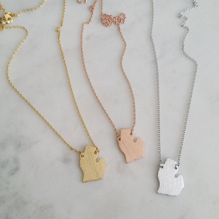Michigan State Necklace in Gold