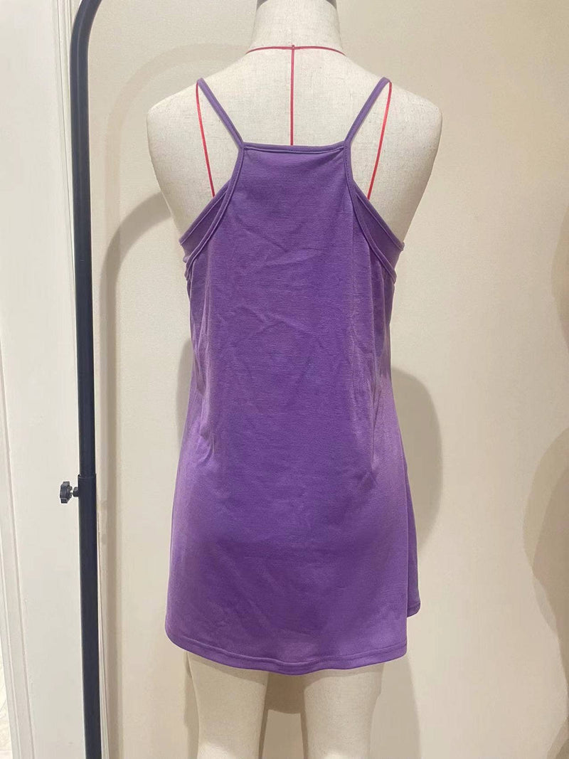 Sleeveless Tennis Mini Dress with Built in Romper Lining: Black
