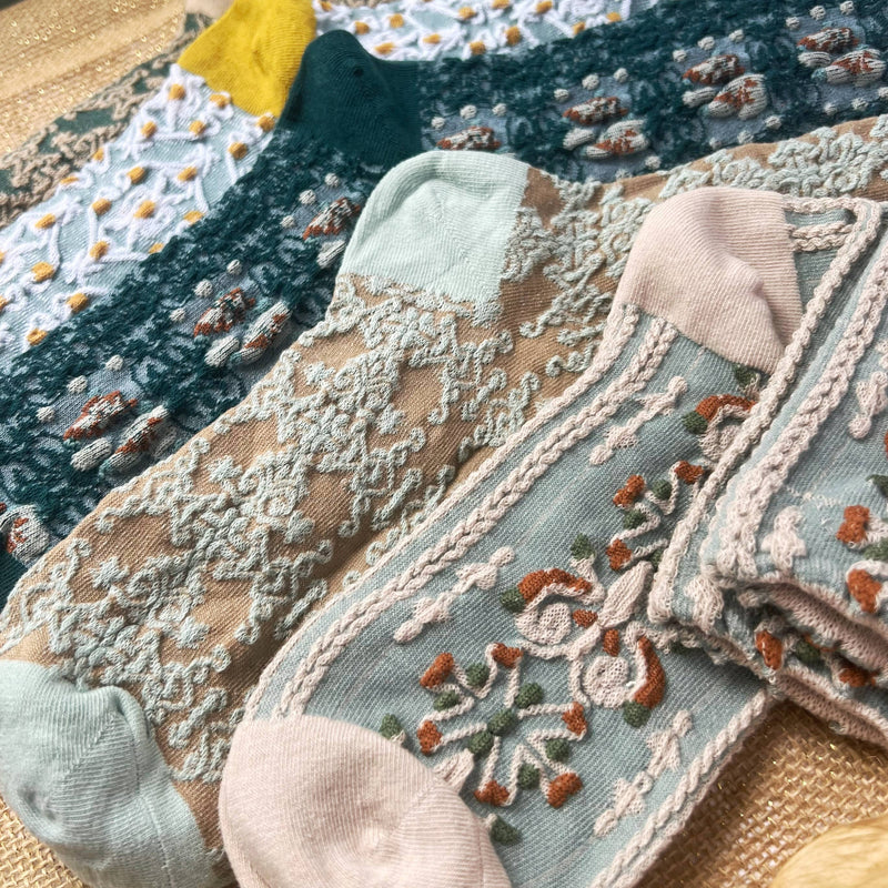 Haden Floral Socks: Sage