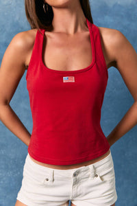 AMERICAN FLAG HALTER NECK SLEEVELESS TOP