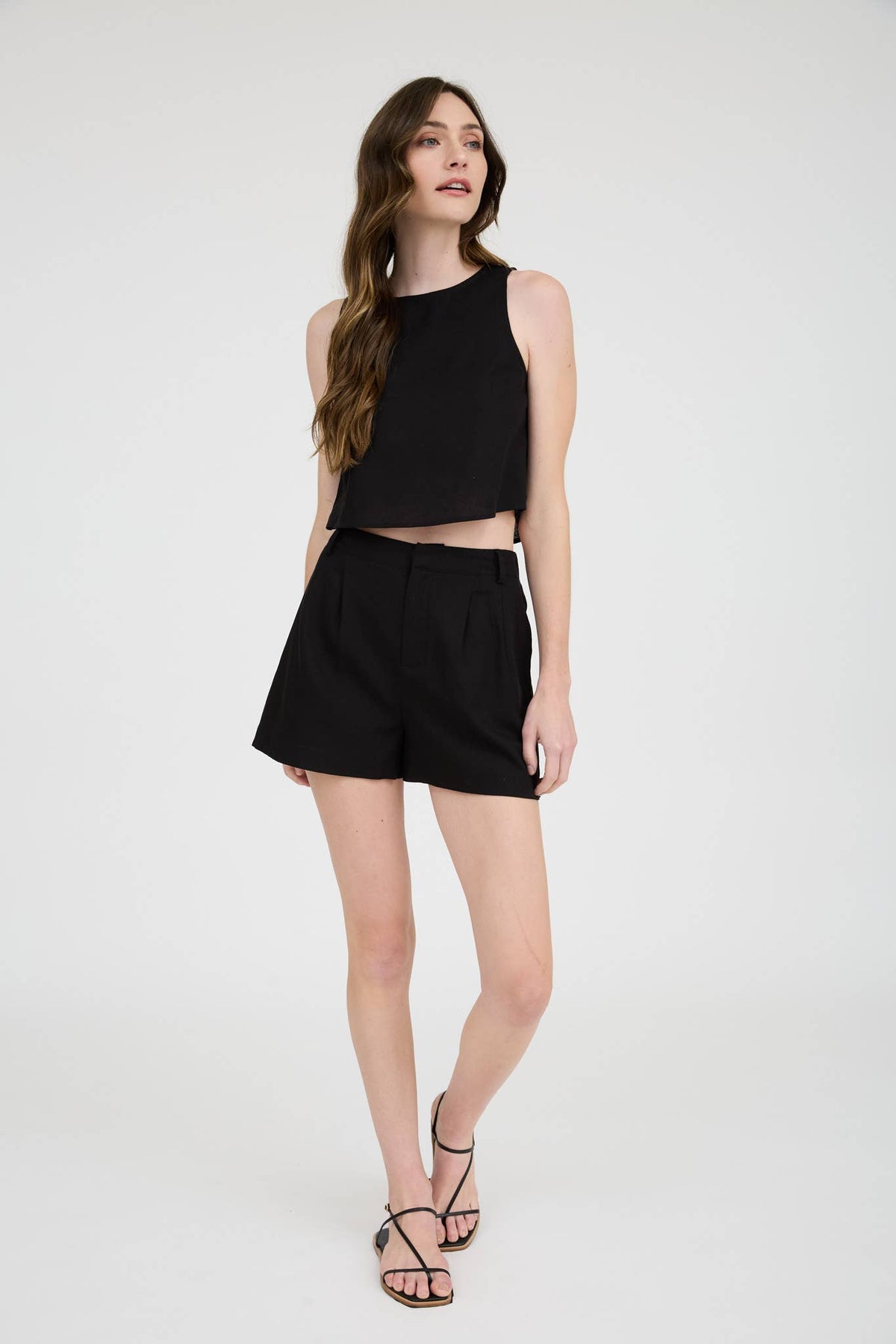 High Waist Pleated White Short