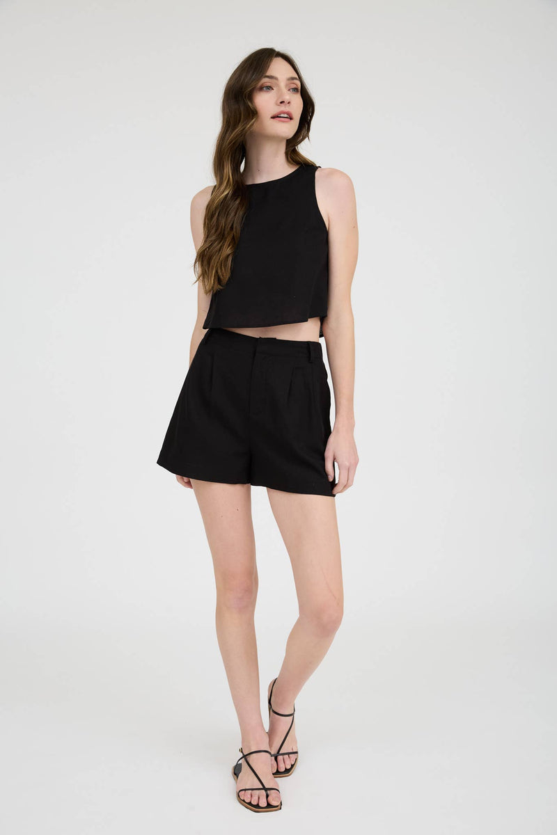 High Waist Pleated White Short