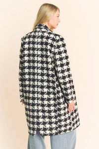 Knit Tweed Double Button Jacket in Black White