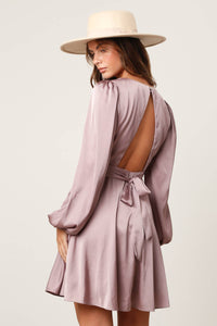 Satin Cut Out Mini Dress in Dusty Lavender