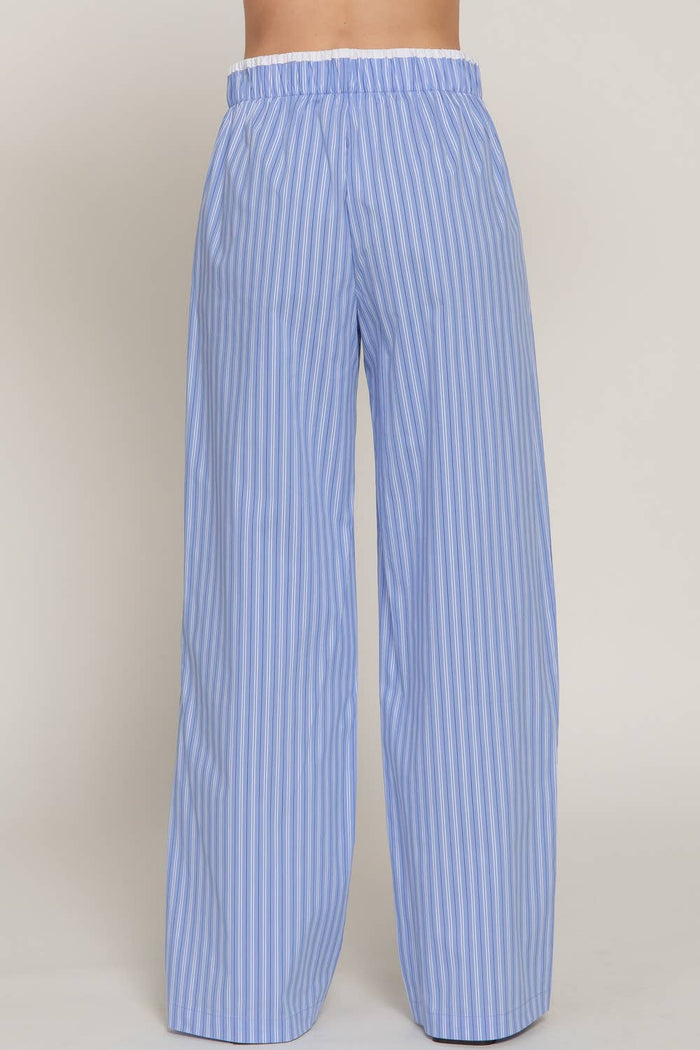 Contrast Waist Combo Boxer Straight Pants