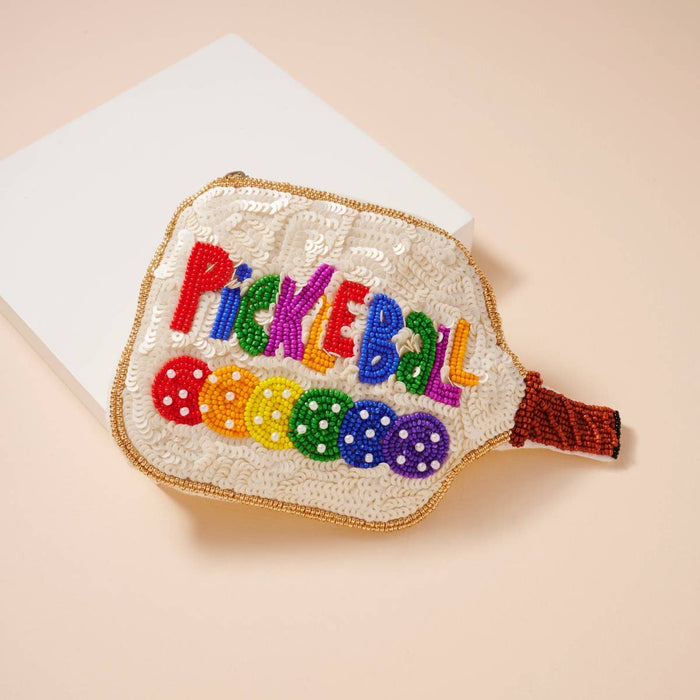 Pickleball Beaded Coin Pouch
