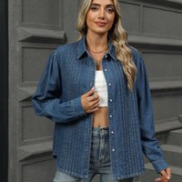 Loose Wash Denim Button Up Top